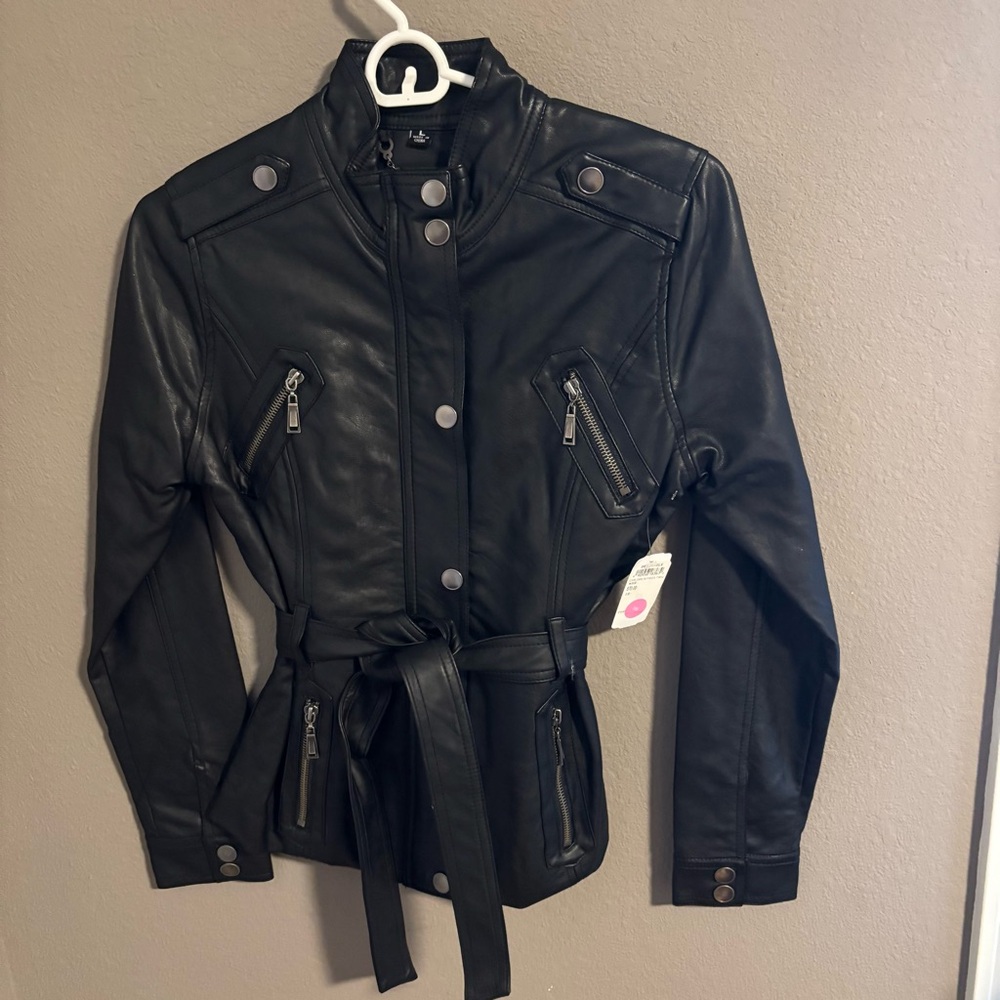 New Leather like fitted girls jacket